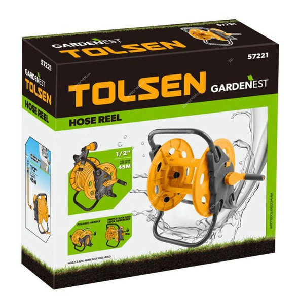 Tolsen Portable Hose Reel, 57221, Polypropylene, Yellow and Black