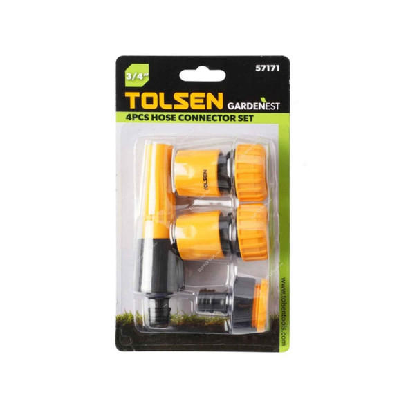 Tolsen Hose Connector Set, 57171, 3/4 Inch, Connection Size, 4 Pcs/Set