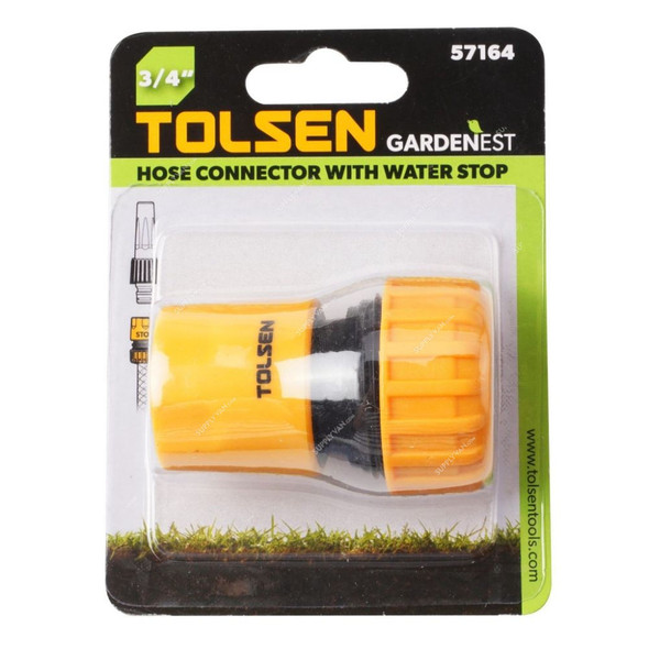 Tolsen Hose Connector With Water Stop, 57164, Gardenest, 3/4 Inch Connection Size