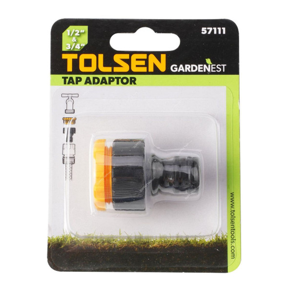 Tolsen 1/2 and 3/4 Inch Tap Adaptor, 57111, ABS, Black and Yellow