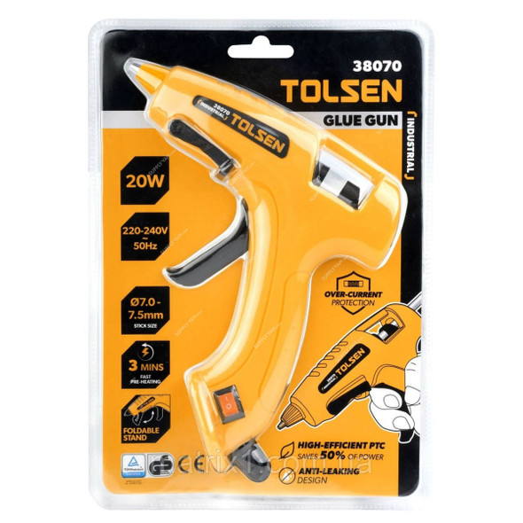 Tolsen Glue Gun, 38070, 20W, 7 to 7.5MM Gluestick Dia