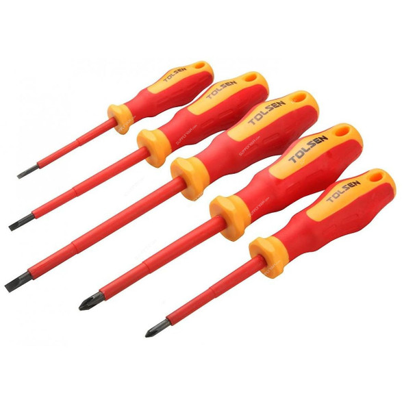 Tolsen Precision VDE Screwdriver Set, 38012, 5 Pcs/Set