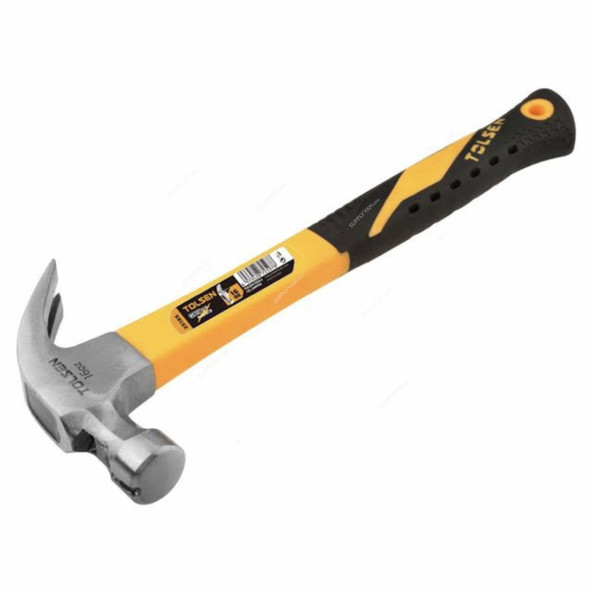 Tolsen Claw Hammer With Magnetic Nail Holder, 25185, GRIPro, Carbon Steel, 16 Oz