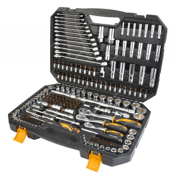 Tolsen Socket Set, 15147, Chrome Vanadium Steel, 216 Pcs/Set