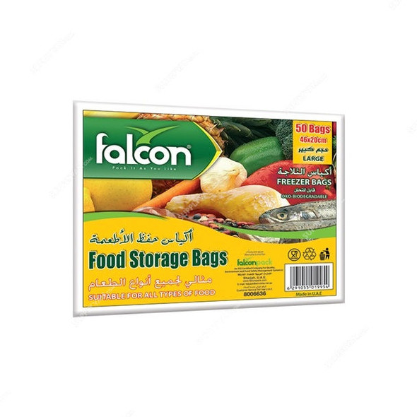 Falcon Food Storage Bag, TBDPP018, LDPE, L, 20CM Width x 46CM Length, 1200 Pcs/Carton
