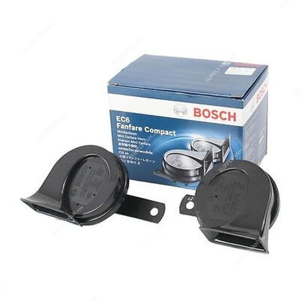Bosch 2 Tone Fanfare Horn, EC6, Compact Plus, 12V, 110DB, Black, 2 Pcs/Pack