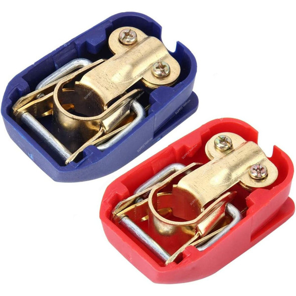 Automotive Battery Terminal Clamp, 12V, 500-800A, Red/Blue