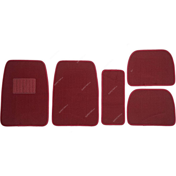 Flak Car Floor Mat Set, Maroon, 5 Pcs/Set