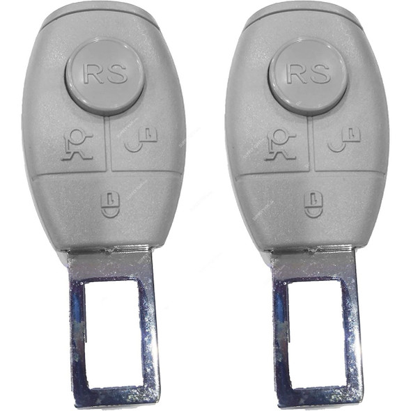 Adjustable Car Safety Seat Belt Buckle Clip, ABS Plastic/Metal, Grey, 2 Pcs/Pack