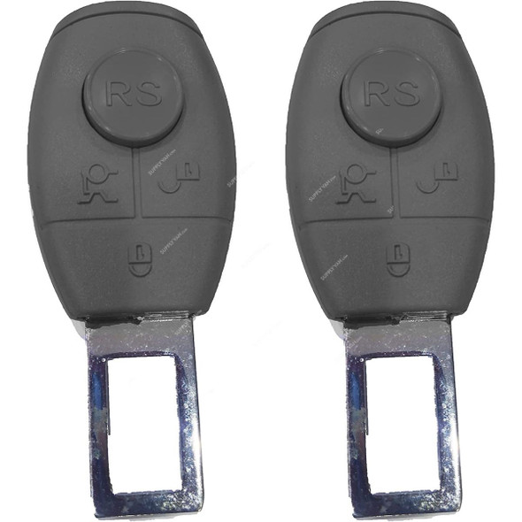 Adjustable Car Safety Seat Belt Buckle Clip, ABS Plastic/Metal, Black, 2 Pcs/Pack