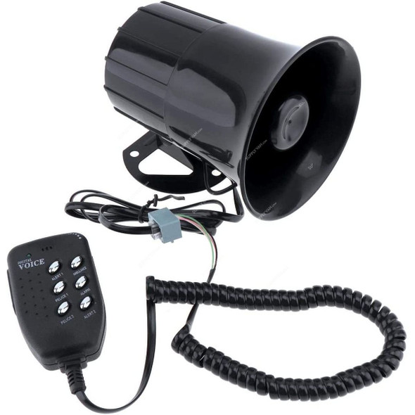 6 Sound Vehicle Warning Siren, 100W, Black