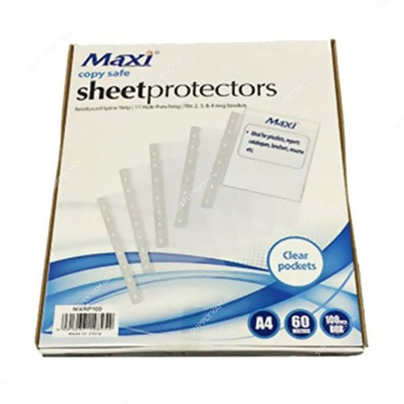 Maxi Top Open Sheet Protector, 216MM Width x 303MM Length, A4, Clear, 100 Pcs/Pack