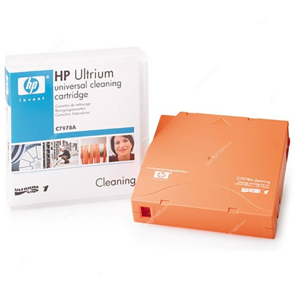 Hp Universal Cleaning Cartridge, C7978A, LTO Ultrium, 0.50 Inch Width x 319 Mtrs Length, White/Orange