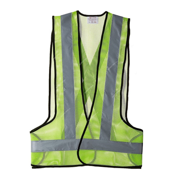 Lalith Net Safety Jacket With Reflective Tape, LX01, PVC, M, Green