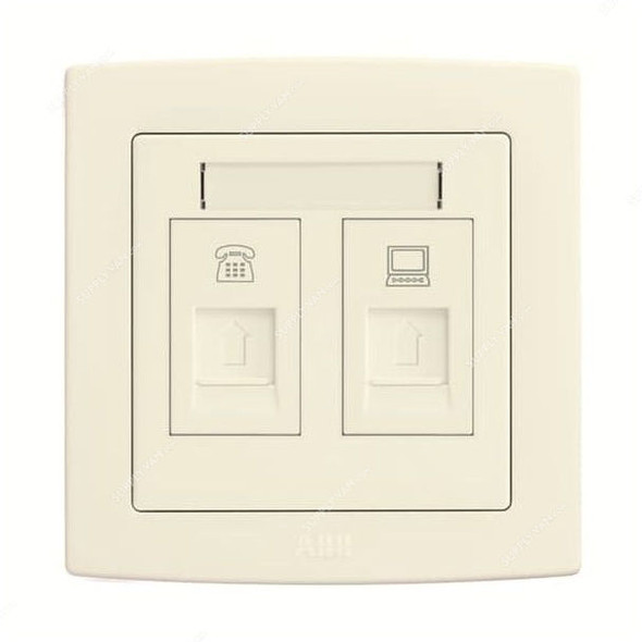 ABB Telephone Socket, AC323-82, Concept BS, 2 Gang, CAT 5e 8P UTP, RJ11/RJ45, Ivory White