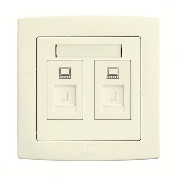 ABB Telephone Socket, AC329-82, Concept BS, 2 Gang, CAT 6 8P UTP, RJ45, Ivory White