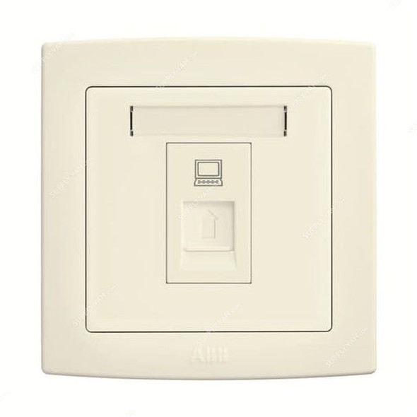 ABB Telephone Socket, AC333-82, Concept BS, 1 Gang, CAT 6 8P UTP, RJ45, Ivory White