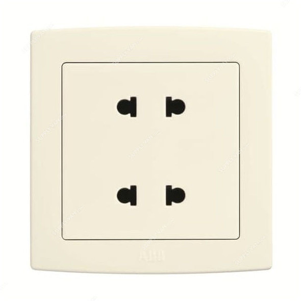 ABB Double Euro-American Unswitched Socket, AC212-82, Concept BS, 2 Gang, 250V, 10A, Ivory White
