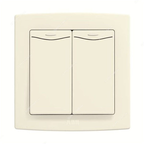 ABB Electrical Switch With LED, AC165-82, Concept BS, 2 Gang, 2 Way, 250V, 10A, Ivory White