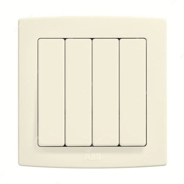 ABB Electrical Switch, AC117-82, Concept BS, 4 Gang, 1 Way, 250V, 16A, Ivory White