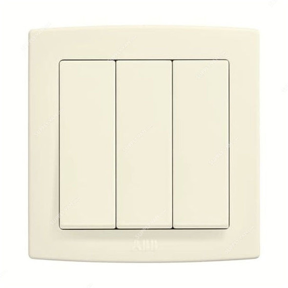 ABB Electrical Switch, AC103-82, Concept BS, 3 Gang, 1 Way, 250V, 10A, Ivory White