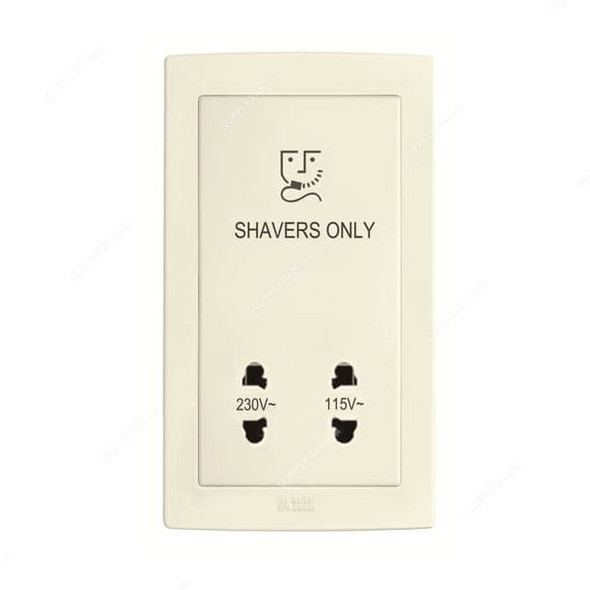 Abb Shaver Socket Outlet, AC401-82, Concept BS, Thermoplastic, 115-230V, Ivory White