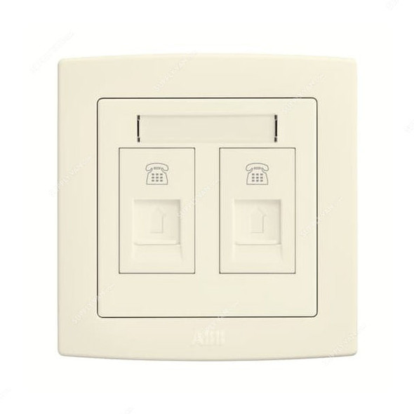 Abb Telephone Socket Outlet, AC322-82, Concept BS, Thermoplastic, 2 Gang, RJ11, Ivory White