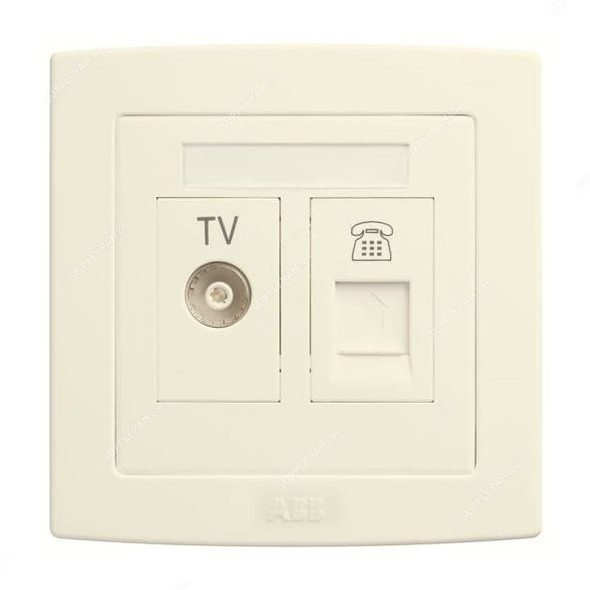 Abb TV and Telephone Socket Outlet, AC324-82, Concept BS, Thermoplastic, 2 Gang, RJ11, Ivory White