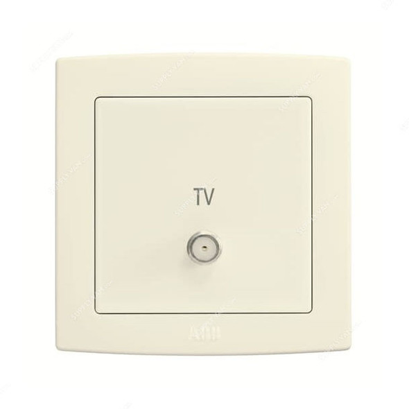 Abb F Type TV Socket Outlet, AC303-82, Concept BS, Thermoplastic, 1 Gang, Ivory White