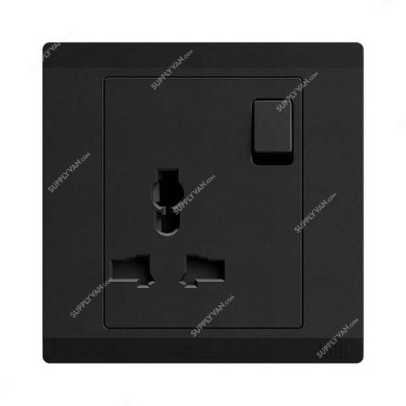 Abb Single Pole Universal Switch Socket, BL294-885, Inora, 1 Gang, 13A, Starry Black
