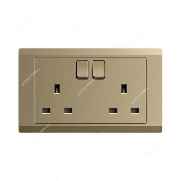 Abb Single Pole Switch Socket, BL227-PG, Inora, 2 Gang, 13A, Royal Gold