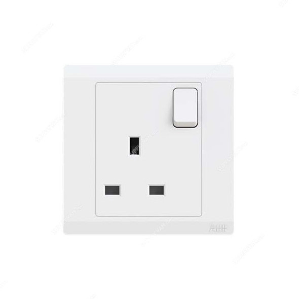 Abb Single Pole Switch Socket, BL224, Inora, 1 Gang, 13A, White