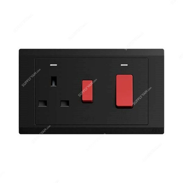 Abb 45A Cooker Switch With 13A Socket, BL118-885, Inora, 1 Way, Starry Black