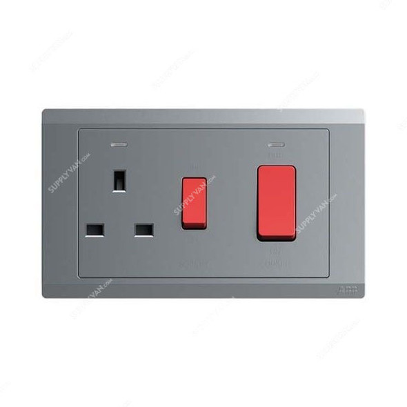 Abb 45A Cooker Switch With 13A Socket, BL118-G, Inora, 1 Way, Classic Grey