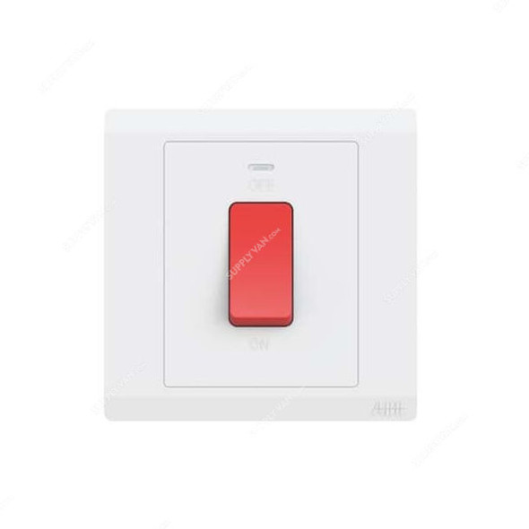 Abb DP Switch With Neon, BL176, Inora, 1 Gang, 1 Way, 32A, White