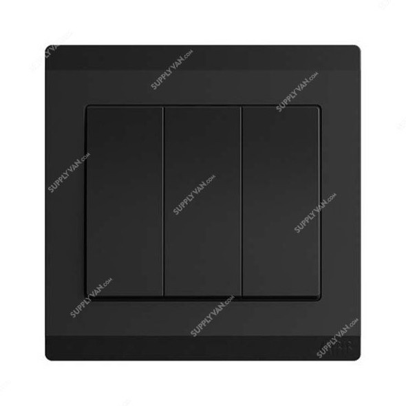 Abb Electrical Switch, BL103-885, Inora, 3 Gang, 1 Way, 10AX, Starry Black