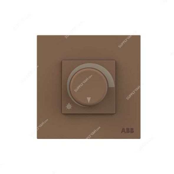 ABB Basic Rotary Dimmer With Frame, AM41344-MO, 1 Gang, 400W, Mocha Brown