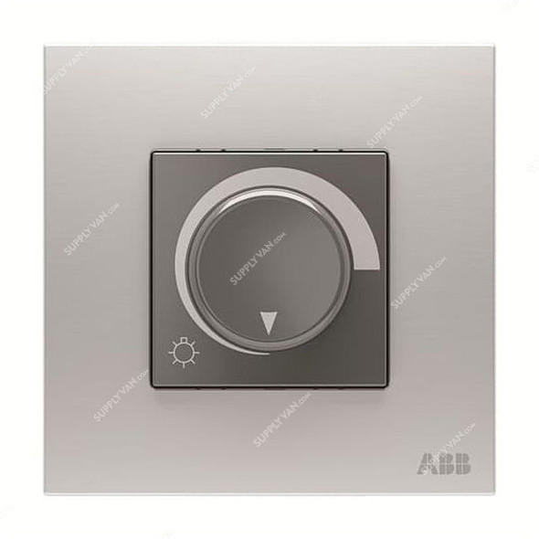 ABB Basic Rotary Dimmer With Frame, AM41344-ST, 1 Gang, 400W, Stainless Steel