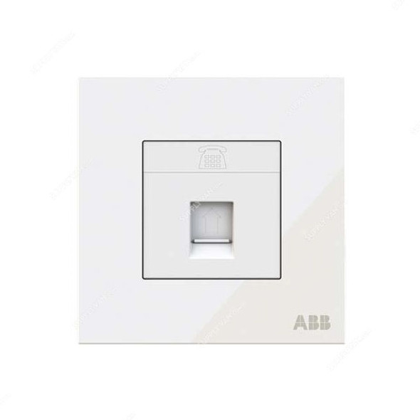 ABB Telephone Socket, AM32144-WG, Millenium, 4P, 1 Gang, RJ11, White Glass