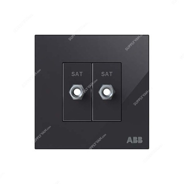 ABB F-Type SAT Twin Socket, AM32344-BG, Millenium, 2 Gang, Black Glass