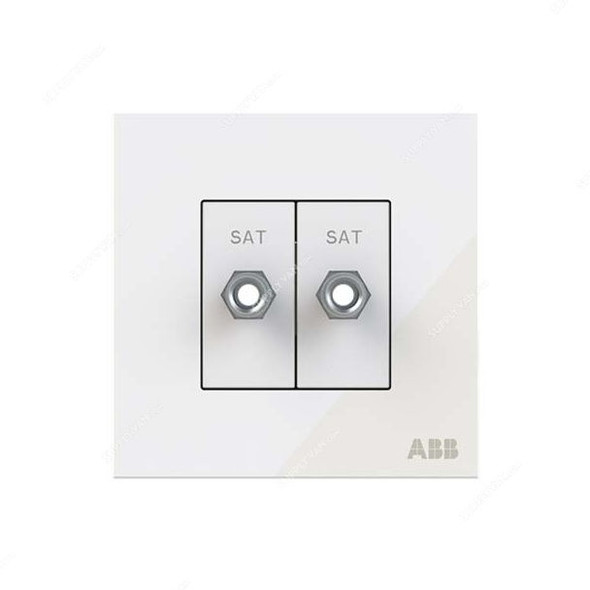 ABB F-Type SAT Twin Socket, AM32344-WG, Millenium, 2 Gang, White Glass