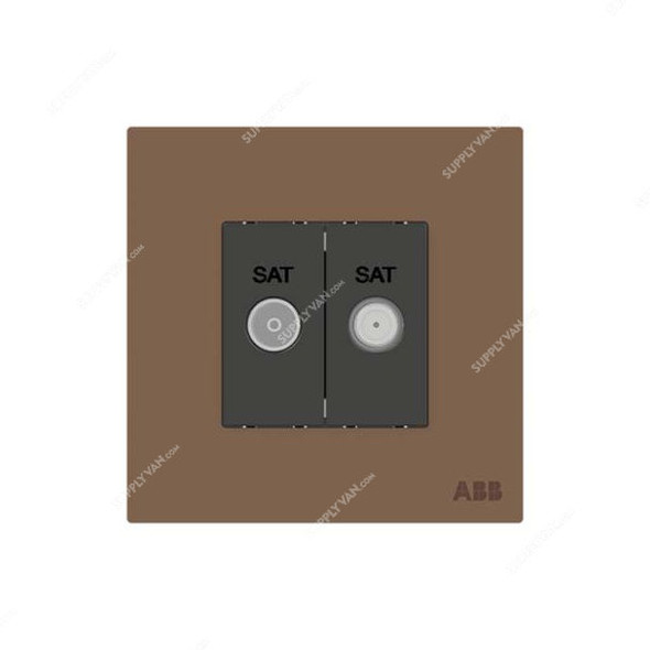 ABB F-Type SAT Twin Socket, AM32344-MO, Millenium, 2 Gang, Mocha Brown