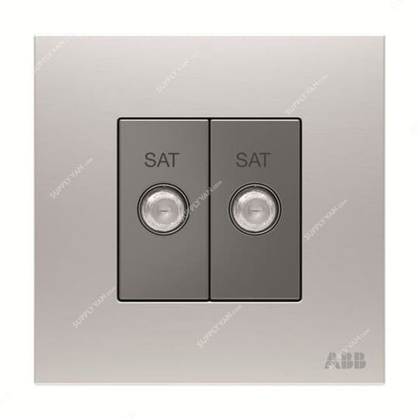 ABB F-Type SAT Twin Socket, AM32344-ST, Millenium, 2 Gang, Stainless Steel