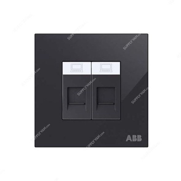 ABB Data Socket, AM32944-BG, Millenium, 2 Gang, RJ45, Cat 6, Black Glass
