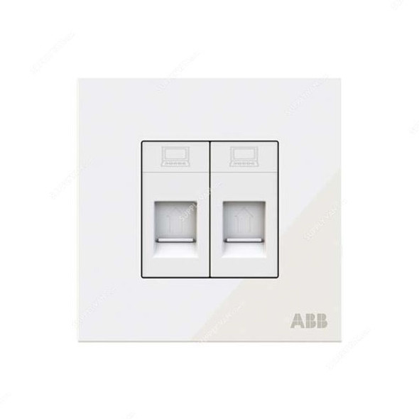 ABB Data Socket, AM32944-WG, Millenium, 2 Gang, RJ45, Cat 6, White Glass