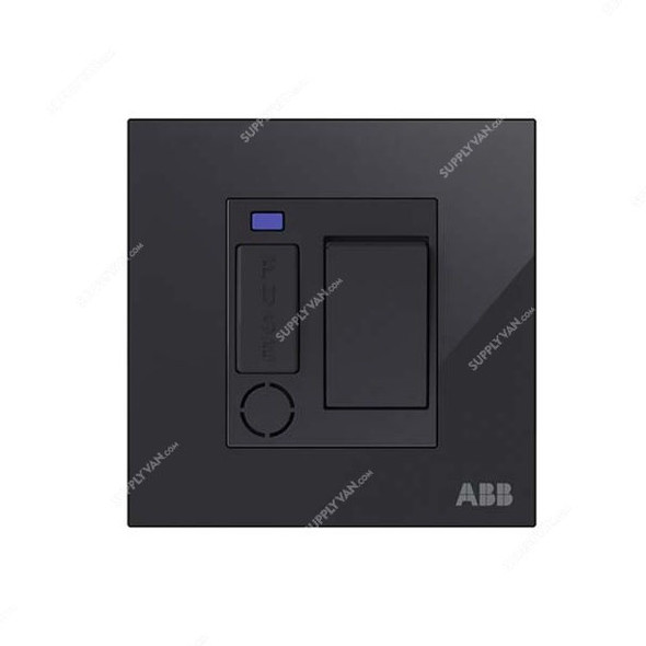 ABB Single Pole Switched Spur Unit W/ Flex Outlet and LED, AM50753-BG, Millenium, 13A, 6kA, Black Glass