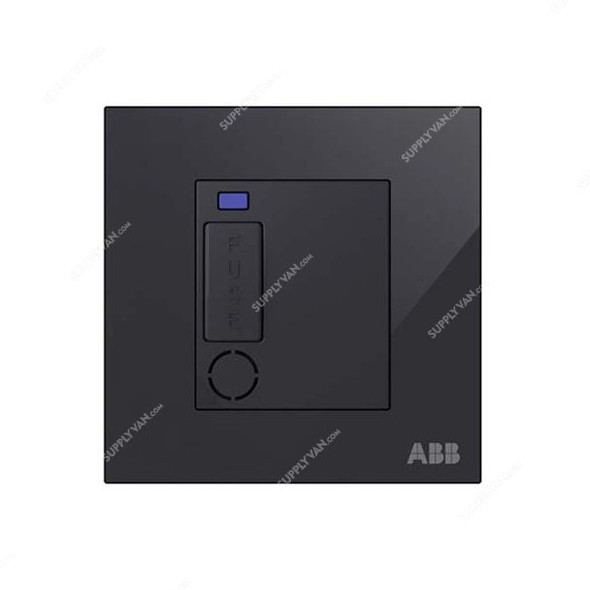 ABB Single Pole Spur Unit W/ Flex Outlet and LED, AM50853-BG, Millenium, 13A, 6kA, Black Glass