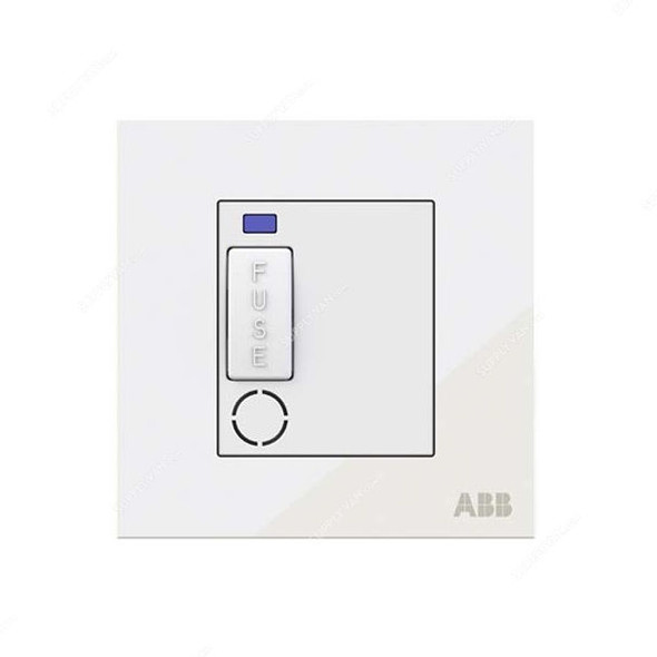 ABB Single Pole Spur Unit W/ Flex Outlet and LED, AM50853-WG, Millenium, 13A, 6kA, White Glass