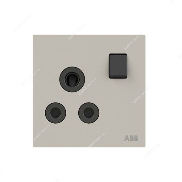 ABB Double Pole Round Pin Switched Socket, AM20986-DU, Millenium, 1 Gang, 15A, Dune Sand