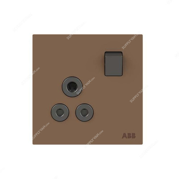 ABB Double Pole Round Pin Switched Socket, AM22186-MO, Millenium, 1 Gang, 5A, Mocha Brown